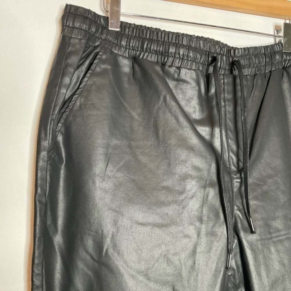 NWT Sanctuary Black Waxed Denim Pull On Drawstring Tapered Jeans 2X
